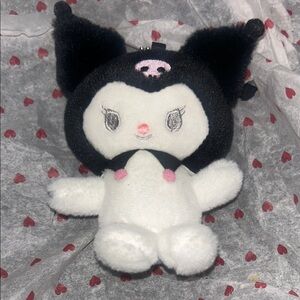 Sanrio Kuromi Plush Keychain - Black, White & Pink